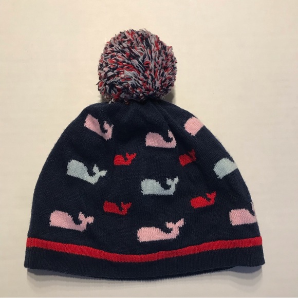Vineyard Vines Girls Multi Whale Pom Pom Beanie. - Picture 5 of 6